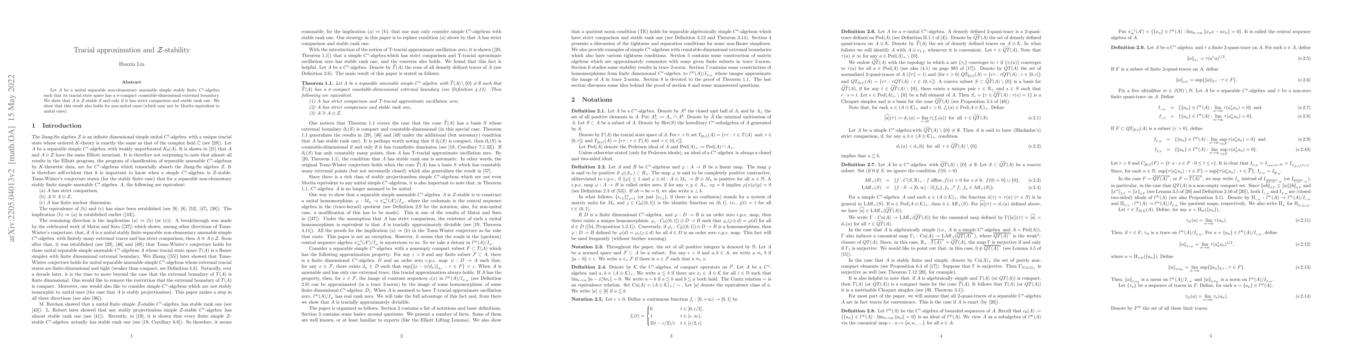 Thumbnail for Tracial approximation and ${\cal Z}$-stability