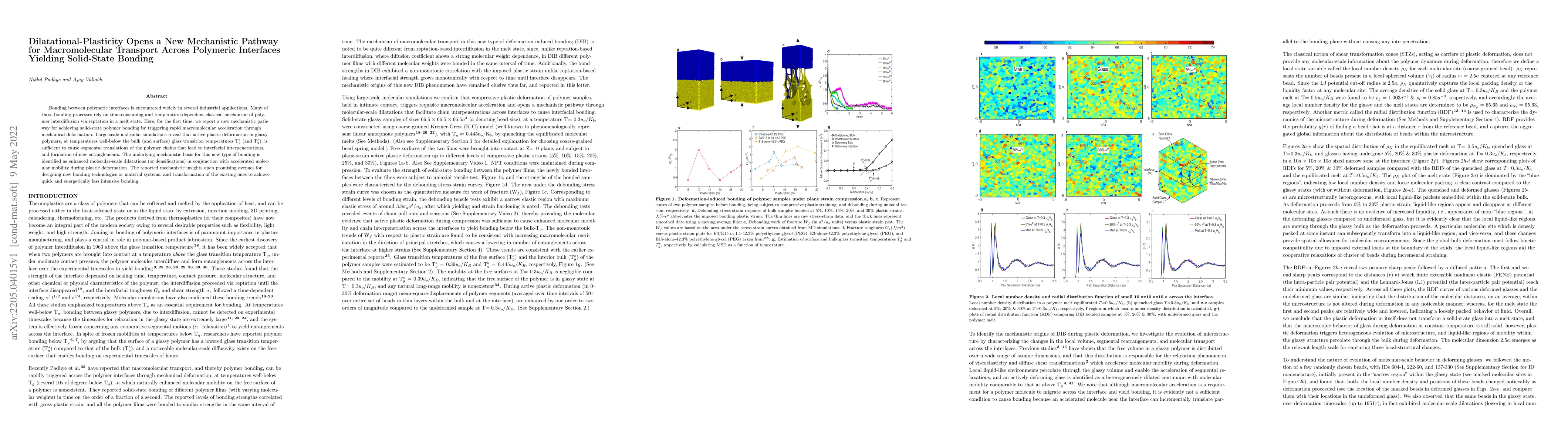 Thumbnail for Dilatational-Plasticity Opens a New Mechanistic Pathway for
  Macromolecular Transport Across Polymeric Interfaces Yielding Solid-State
  Bonding