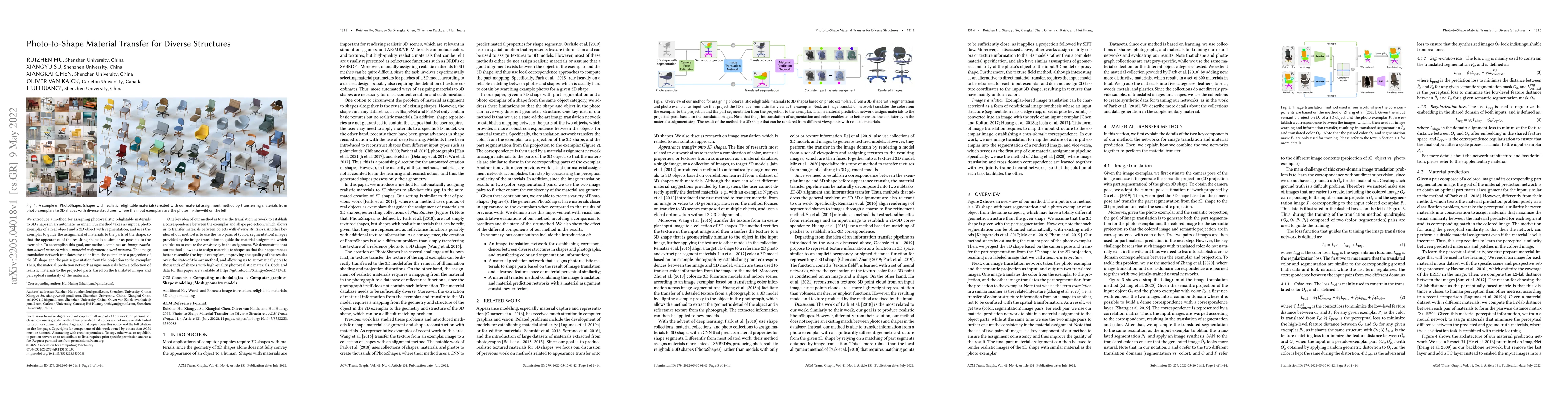 Thumbnail for Photo-to-Shape Material Transfer for Diverse Structures