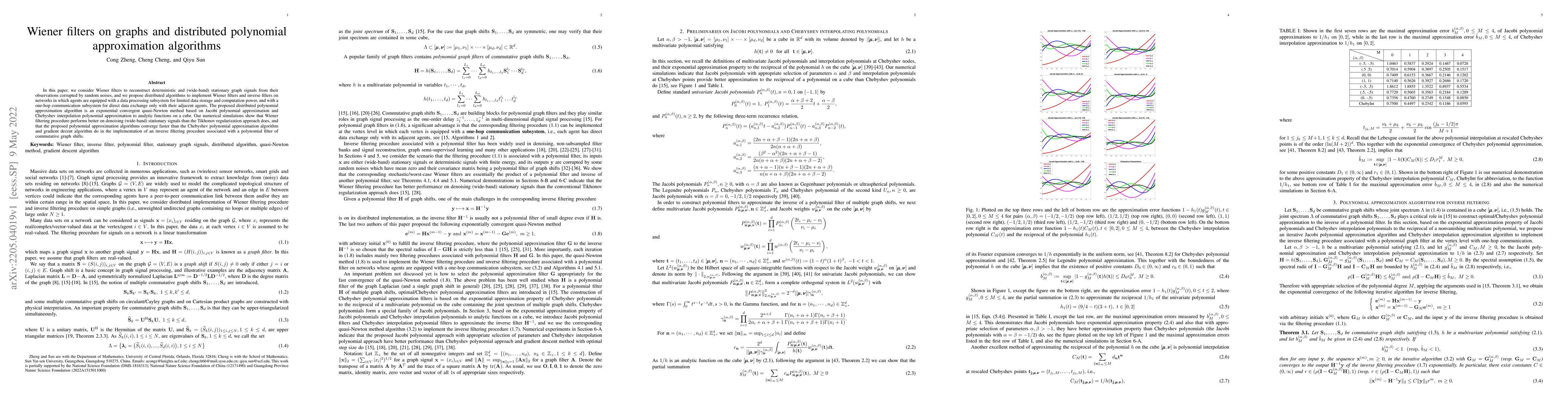 Thumbnail for Wiener filters on graphs and distributed polynomial approximation
  algorithms