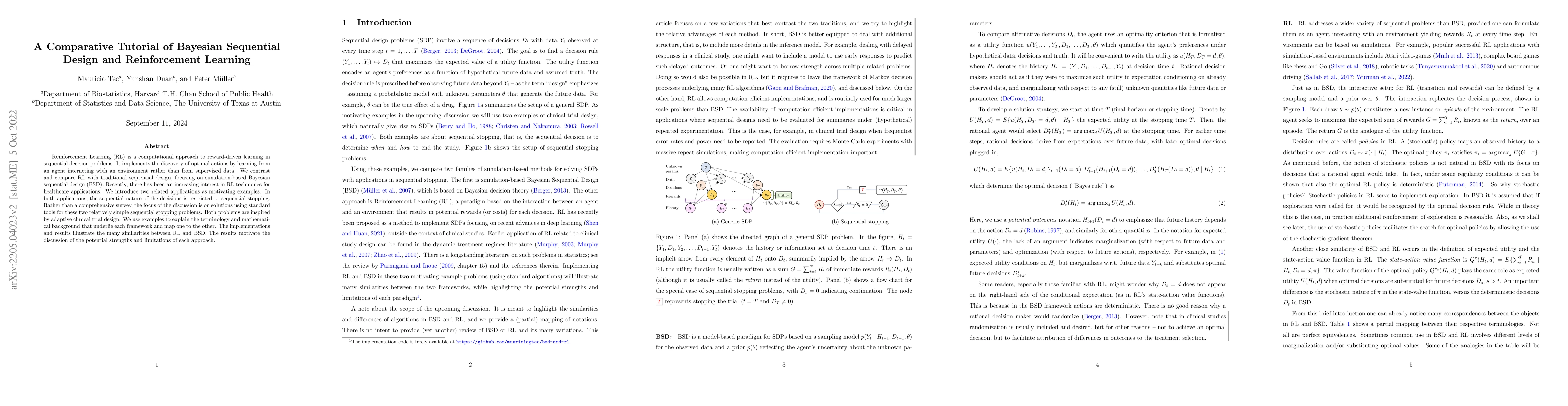 Thumbnail for A Comparative Tutorial of Bayesian Sequential Design and Reinforcement
  Learning
