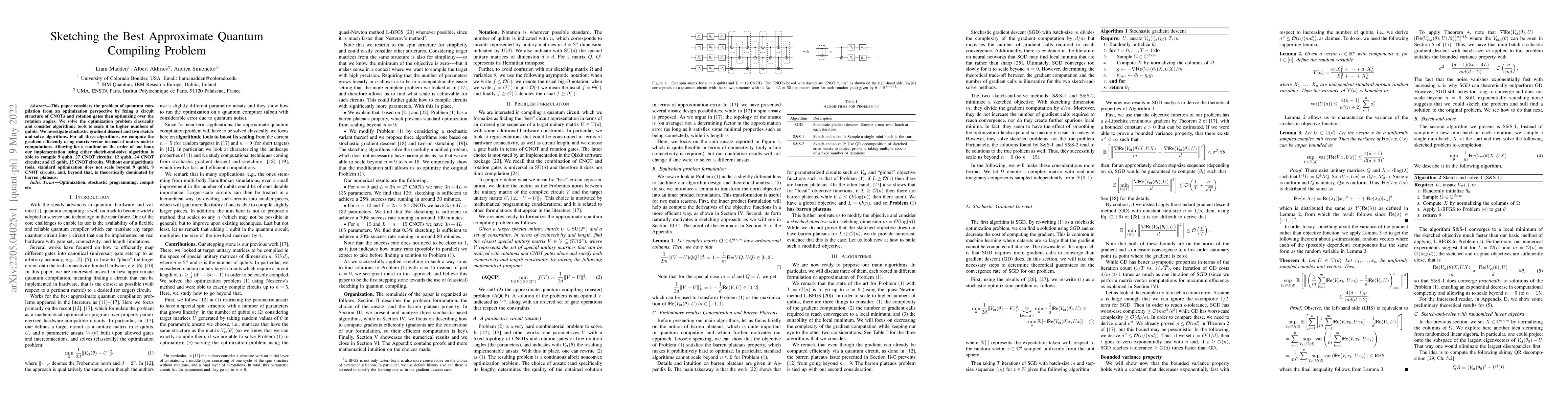 Thumbnail for Sketching the Best Approximate Quantum Compiling Problem