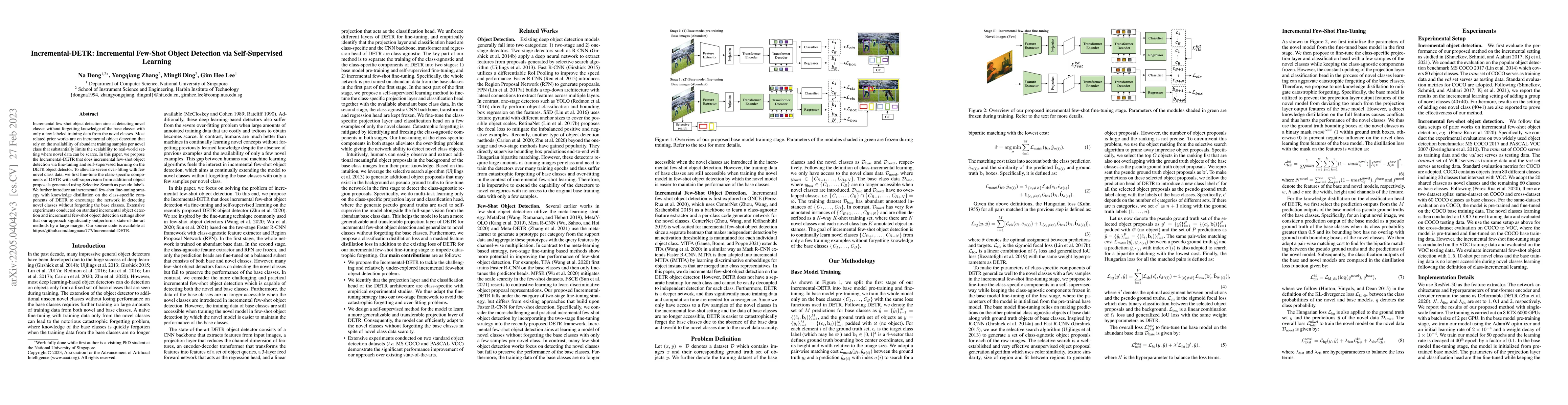 Thumbnail for Incremental-DETR: Incremental Few-Shot Object Detection via
  Self-Supervised Learning