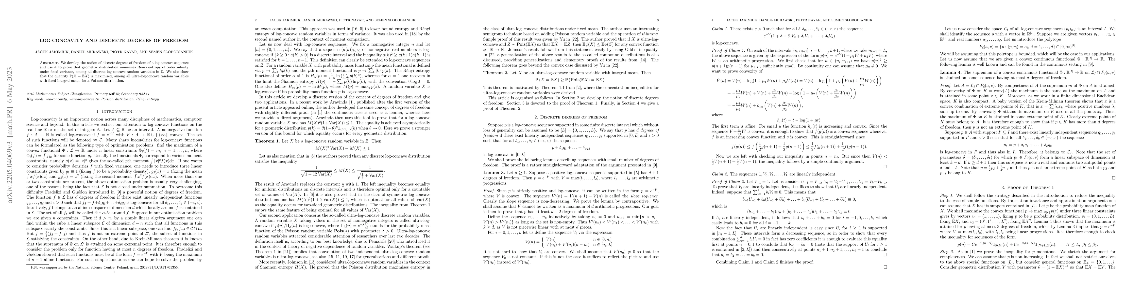 Thumbnail for Log-concavity and discrete degrees of freedom
