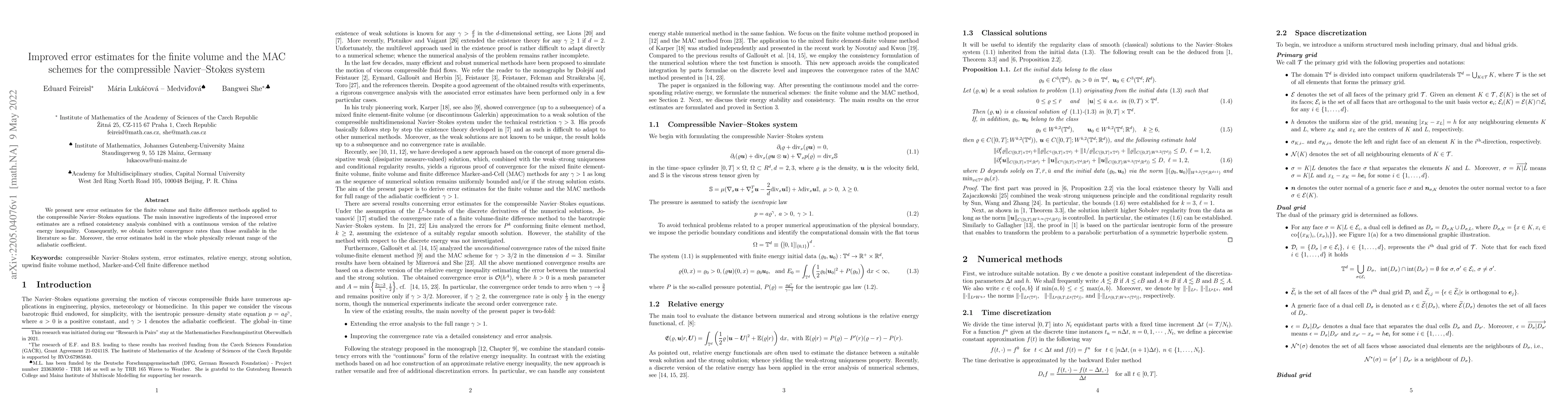 Thumbnail for Improved error estimates for the finite volume and the MAC schemes for
  the compressible Navier-Stokes system