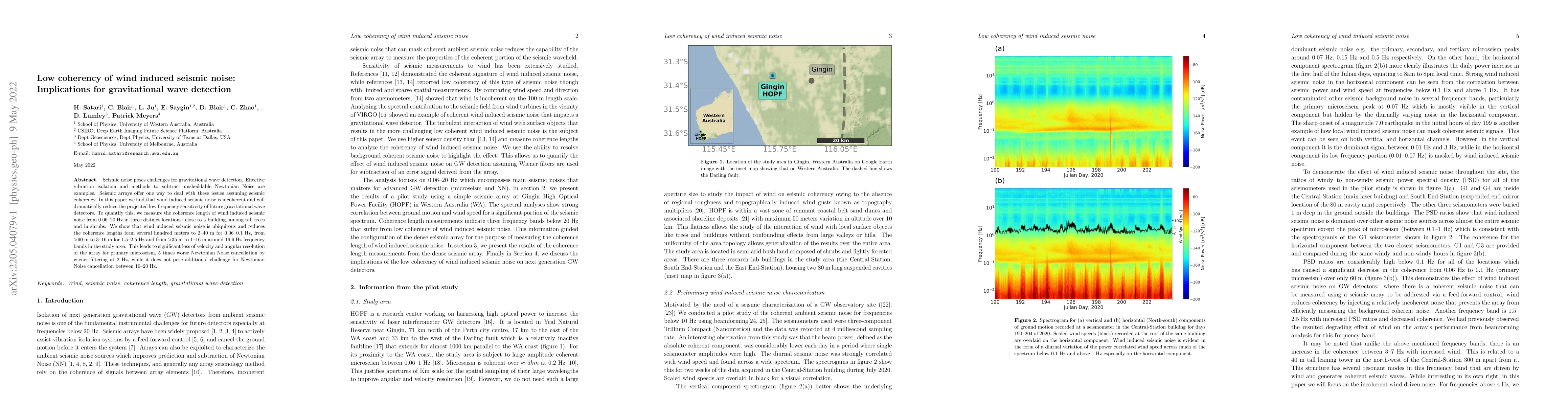 Thumbnail for Low coherency of wind induced seismic noise: Implications for
  gravitational wave detection