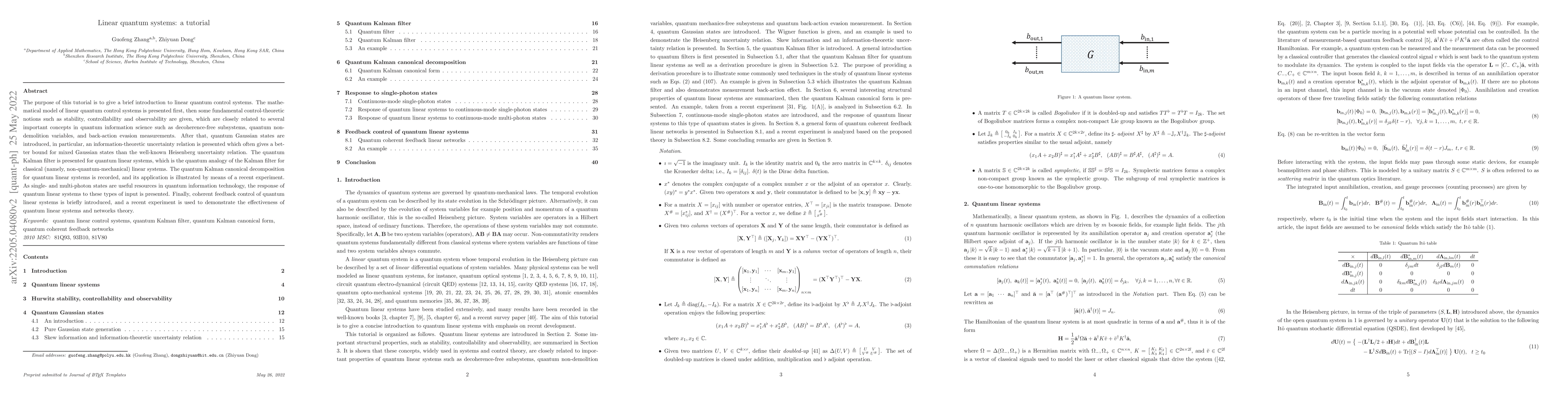 Thumbnail for Linear quantum systems: a tutorial