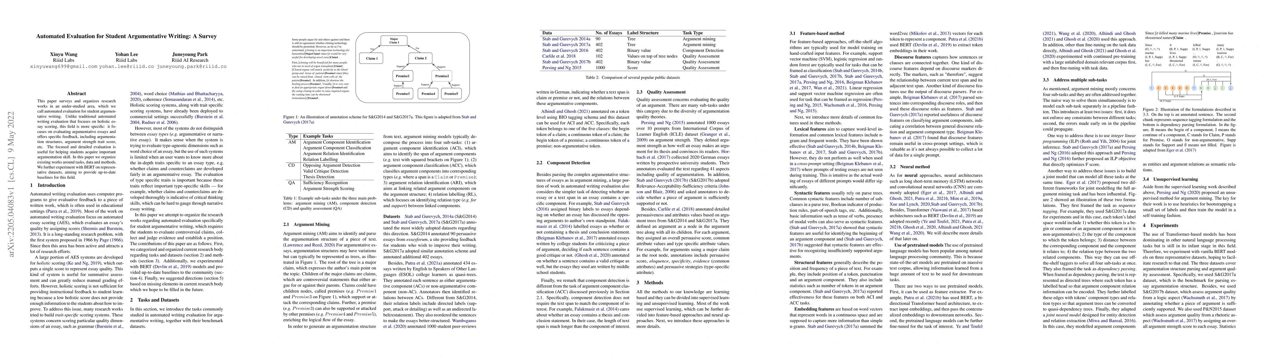 Thumbnail for Automated Evaluation for Student Argumentative Writing: A Survey