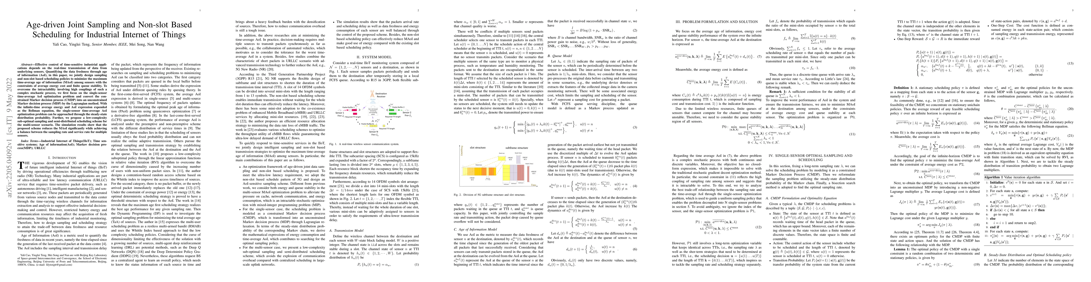 Thumbnail for Age-driven Joint Sampling and Non-slot Based Scheduling for Industrial
  Internet of Things