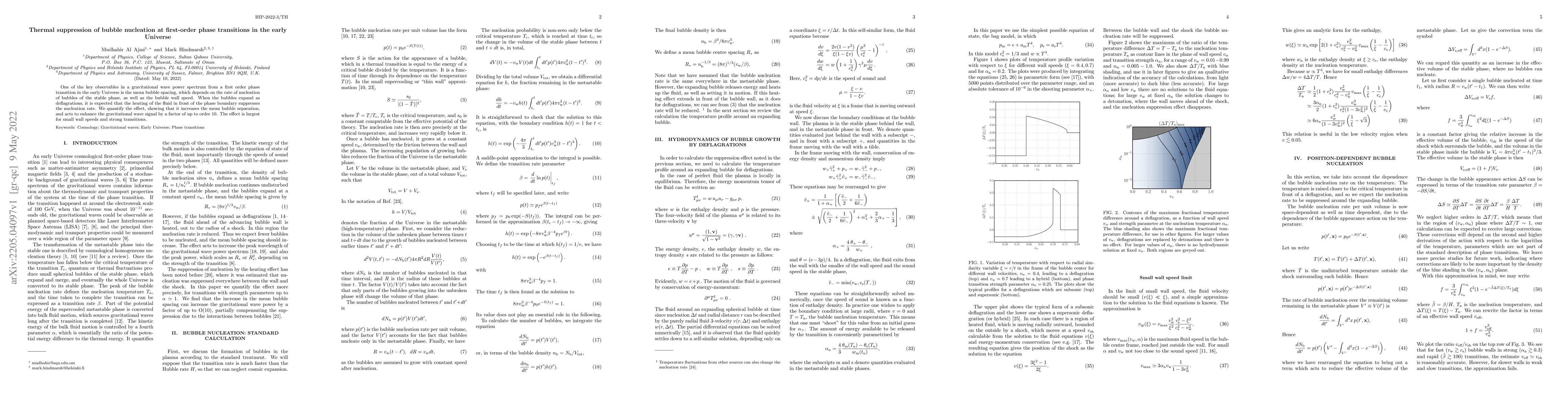Thumbnail for Thermal suppression of bubble nucleation at first-order phase
  transitions in the early Universe