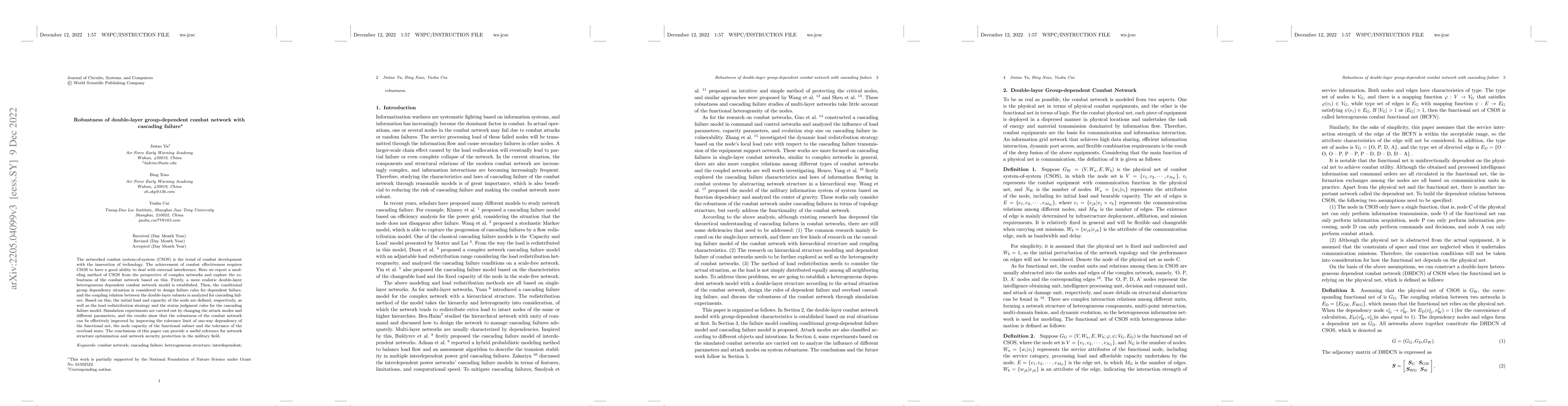 Thumbnail for Robustness of double-layer group-dependent combat network with cascading
  failure