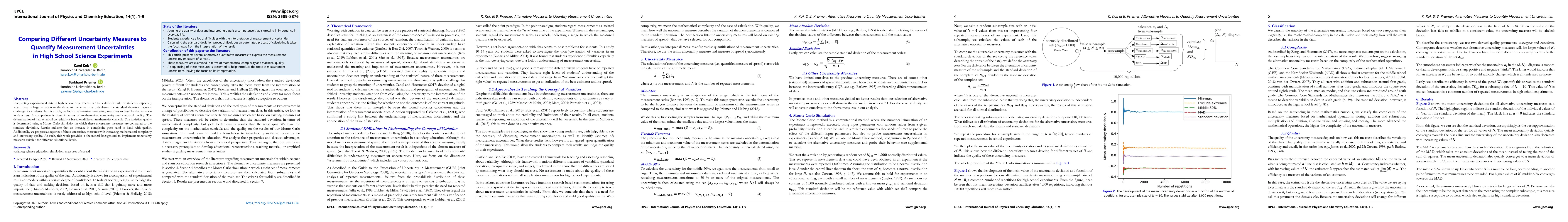 Thumbnail for Comparing Different Uncertainty Measures to Quantify Measurement
  Uncertainties in High School Science Experiments