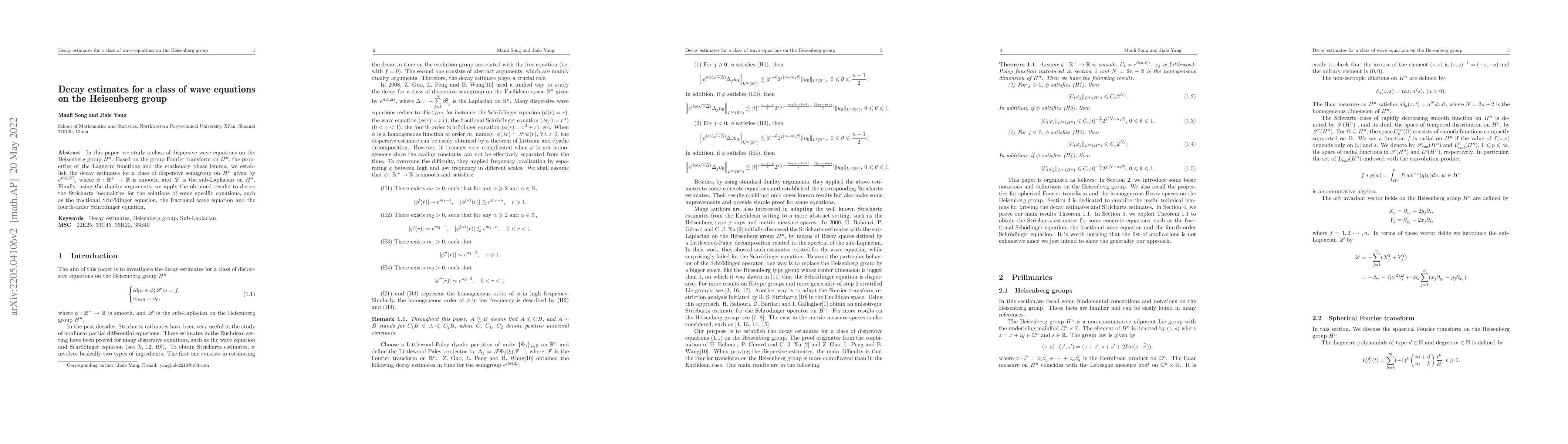 Thumbnail for Decay estimates for a class of wave equations on the Heisenberg group