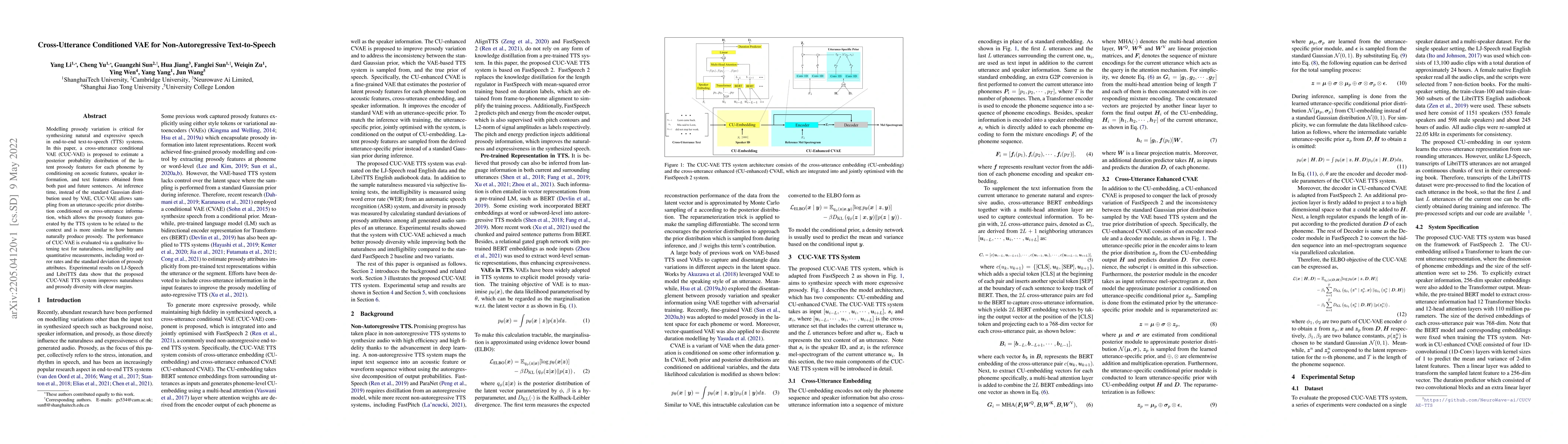 Thumbnail for Cross-Utterance Conditioned VAE for Non-Autoregressive Text-to-Speech