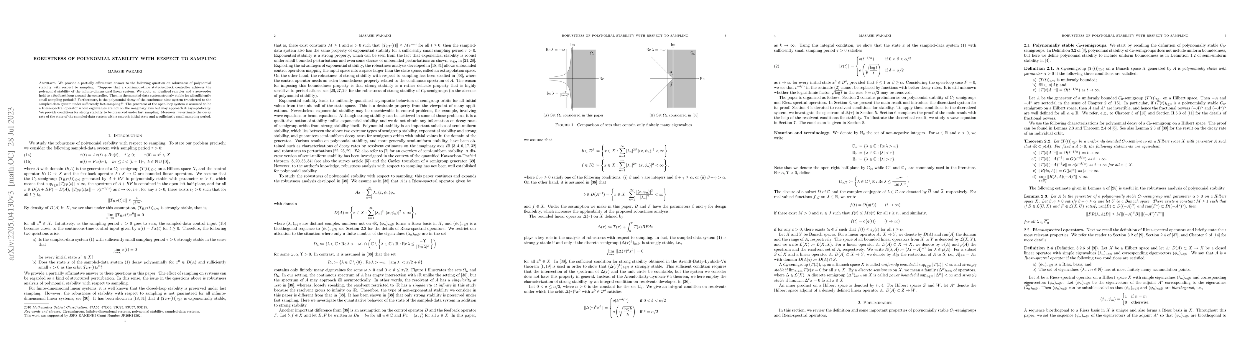 Thumbnail for Robustness of Polynomial Stability with Respect to Sampling