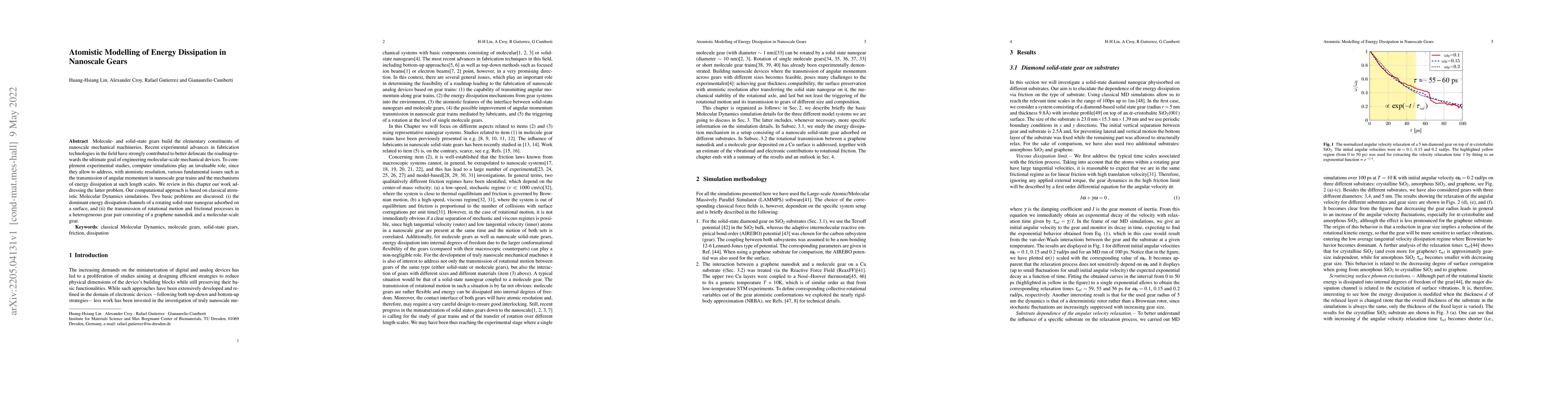 Thumbnail for Atomistic Modelling of Energy Dissipation in Nanoscale Gears