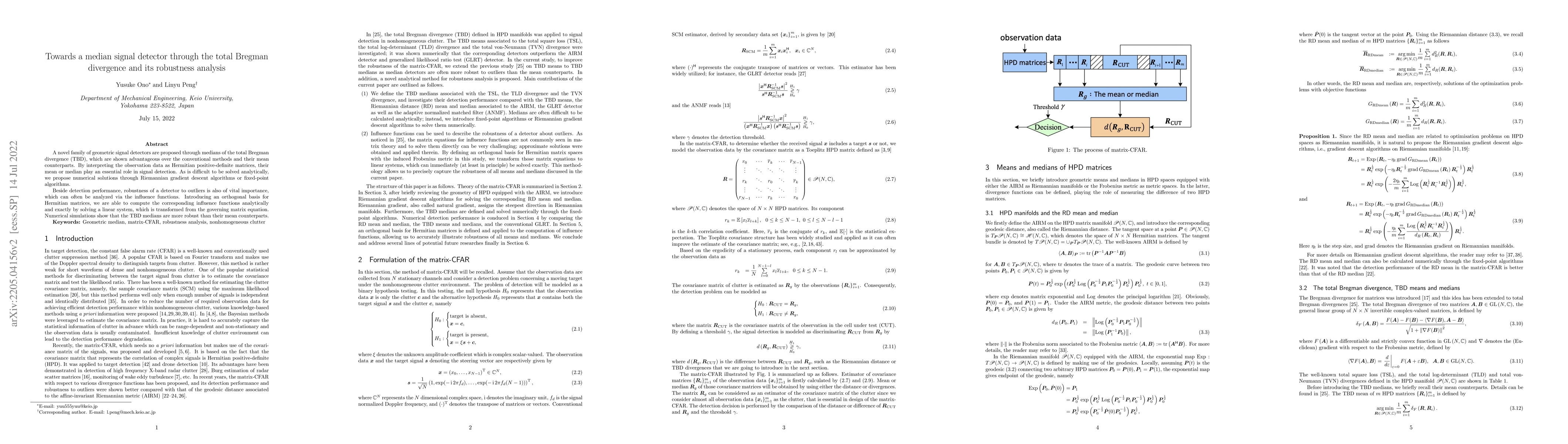 Thumbnail for Towards a median signal detector through the total Bregman divergence
  and its robustness analysis