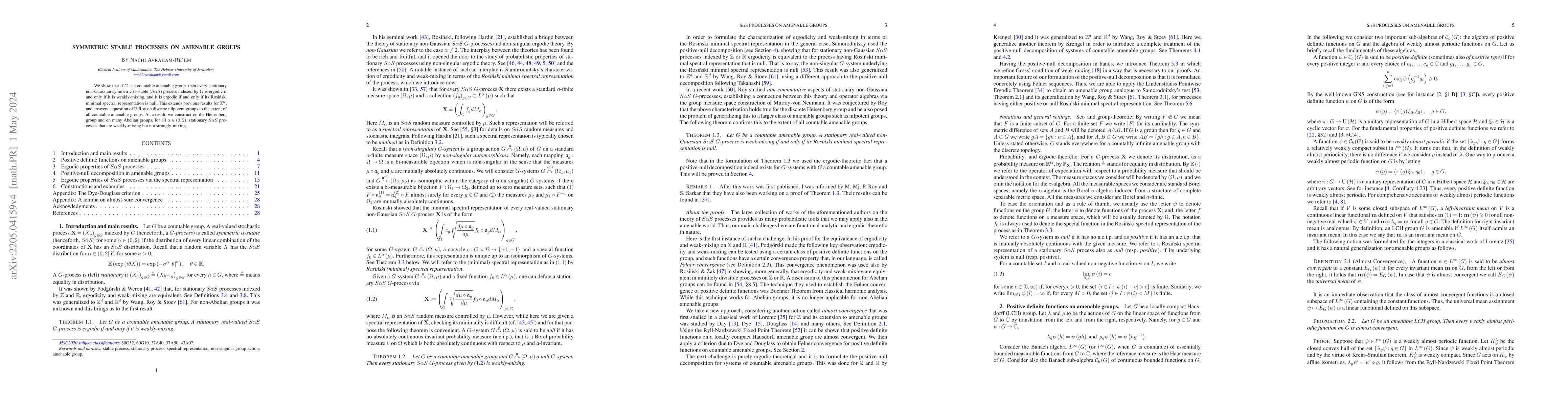 Thumbnail for Symmetric Stable Processes on Amenable Groups