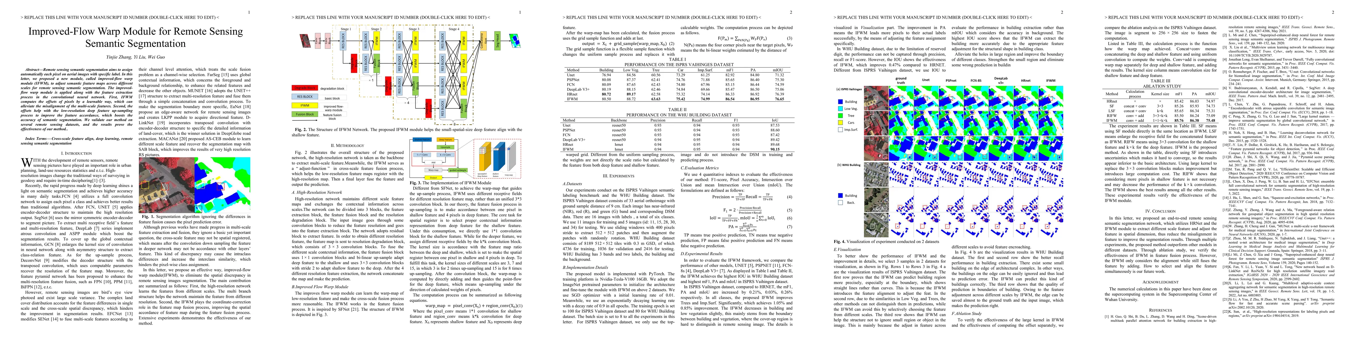 Thumbnail for Improved-Flow Warp Module for Remote Sensing Semantic Segmentation