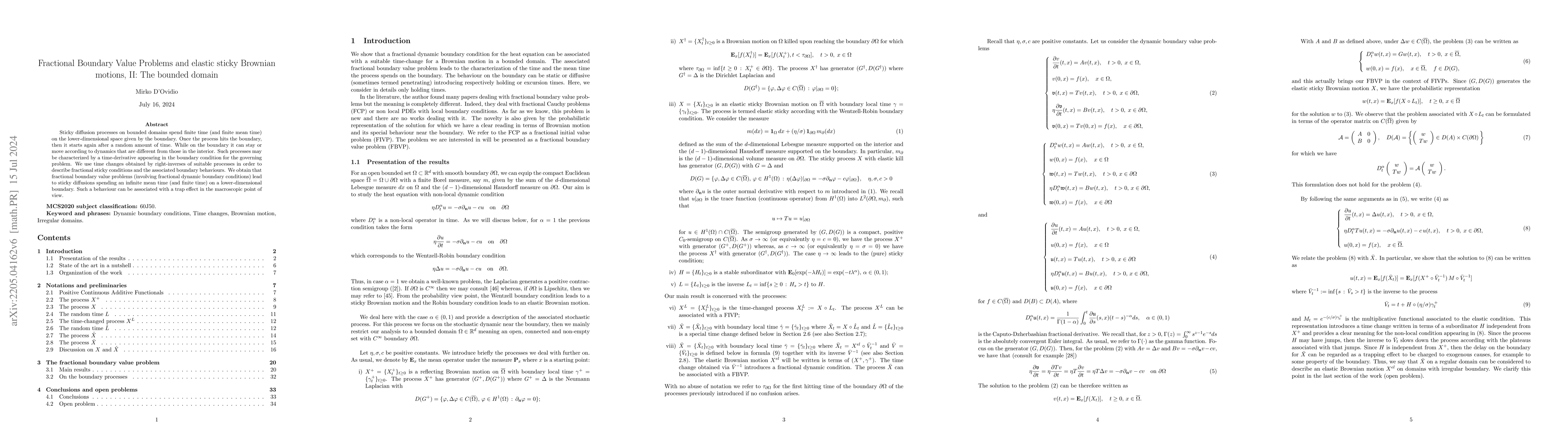 Thumbnail for Fractional Boundary Value Problems and elastic sticky Brownian motions,
  II: The bounded domain