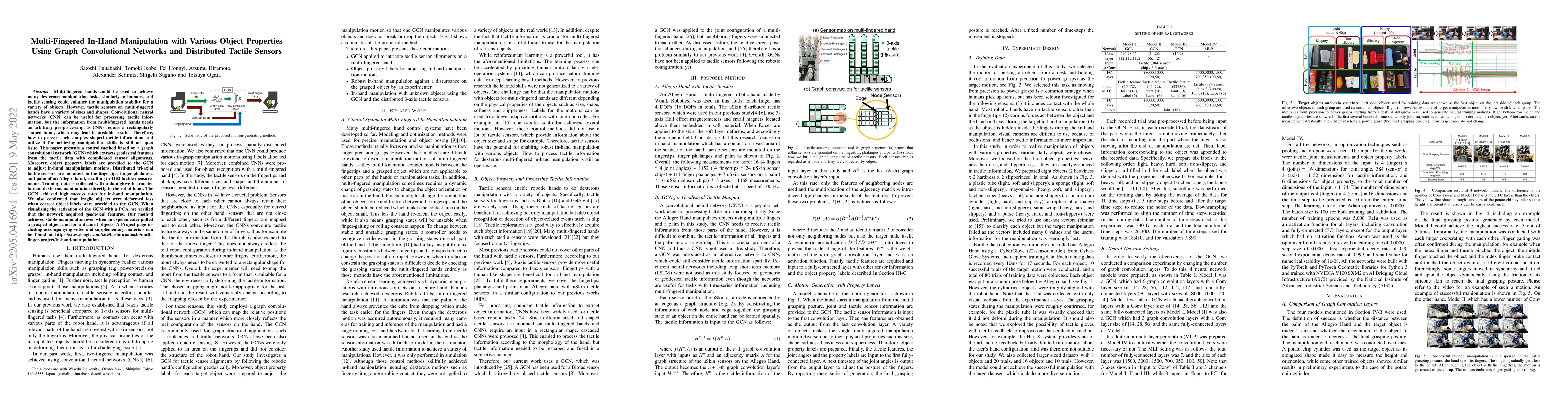 Thumbnail for Multi-Fingered In-Hand Manipulation with Various Object Properties Using
  Graph Convolutional Networks and Distributed Tactile Sensors