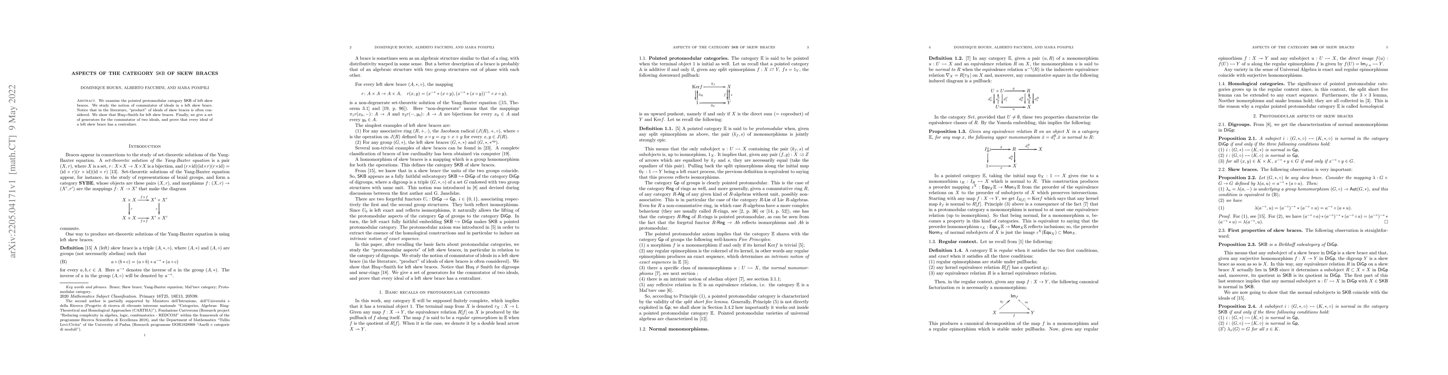 Thumbnail for Aspects of the Category SKB of Skew Braces