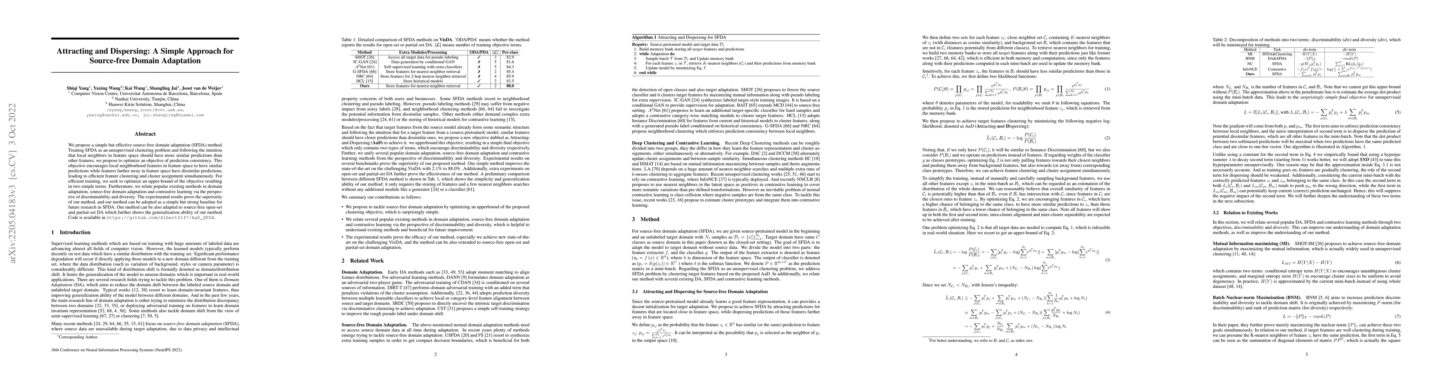 Thumbnail for Attracting and Dispersing: A Simple Approach for Source-free Domain
  Adaptation