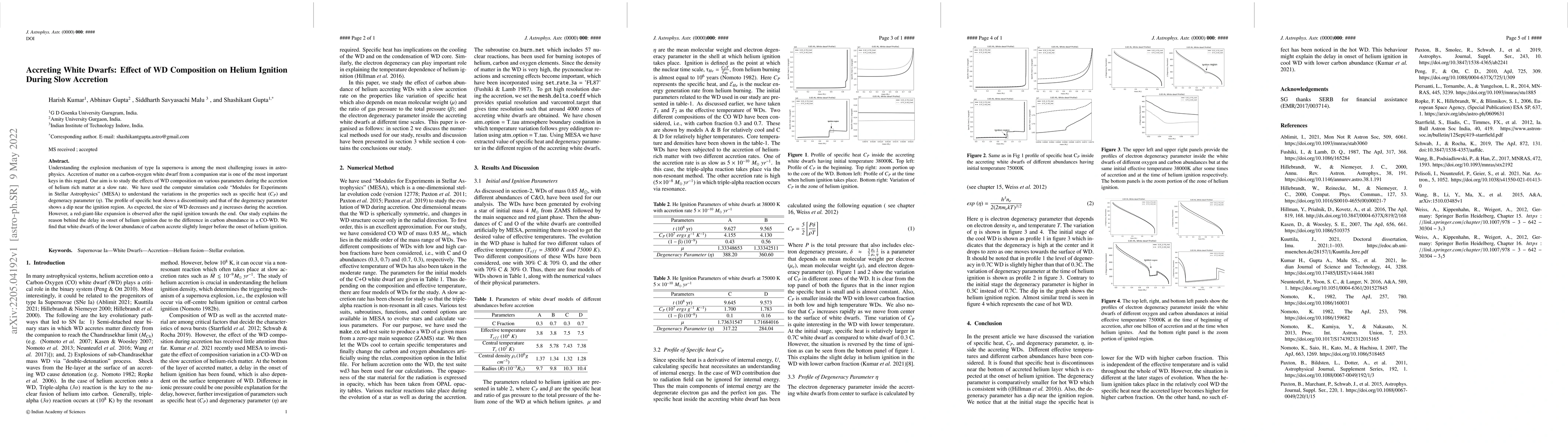 Thumbnail for Accreting White Dwarfs: Effect of WD Composition on Helium Ignition
  During Slow Accretion