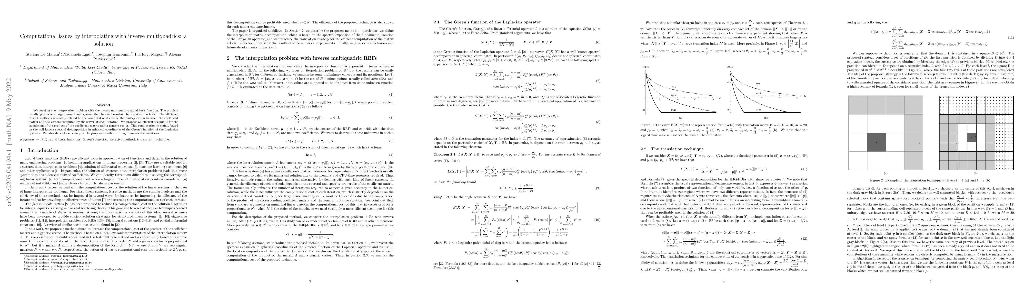 Thumbnail for Computational issues by interpolating with inverse multiquadrics: a
  solution