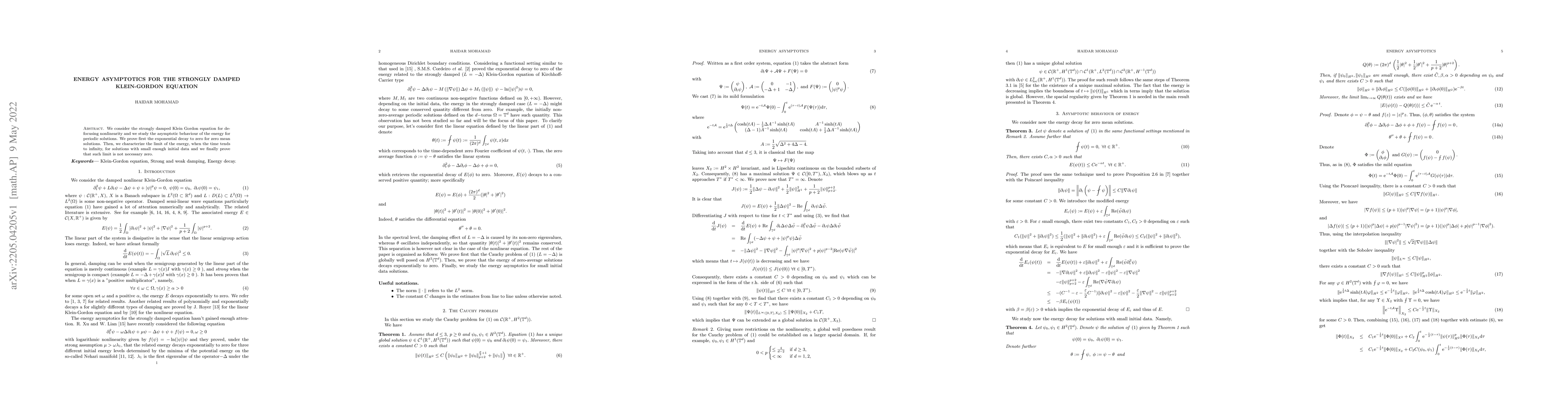 Thumbnail for Energy asymptotics for the strongly damped Klein-Gordon equation