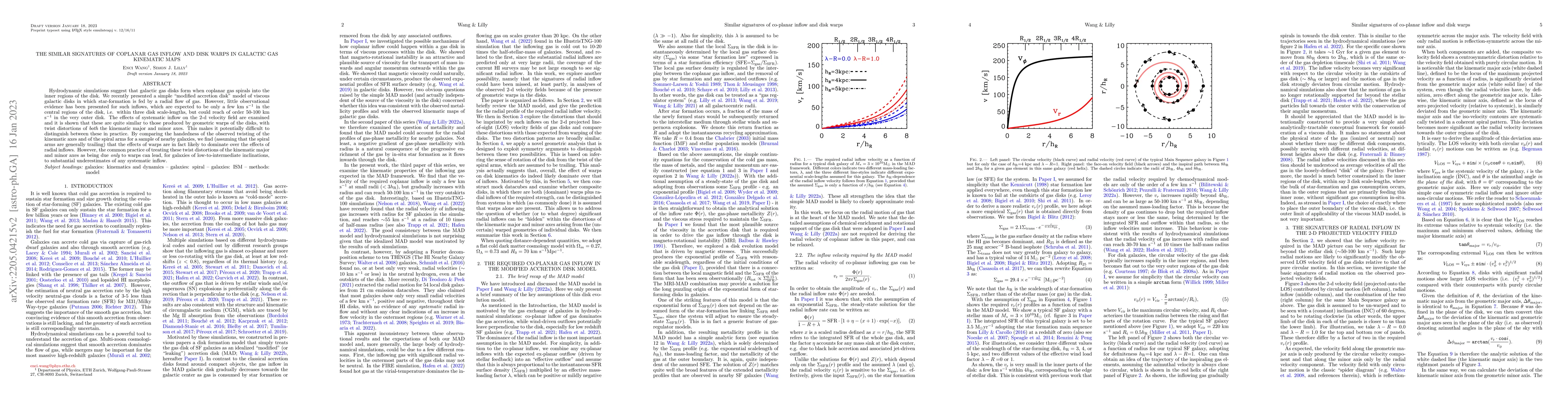 Thumbnail for The Similar Signatures of Coplanar Gas Inflow and Disk Warps in Galactic
  Gas Kinematic Maps