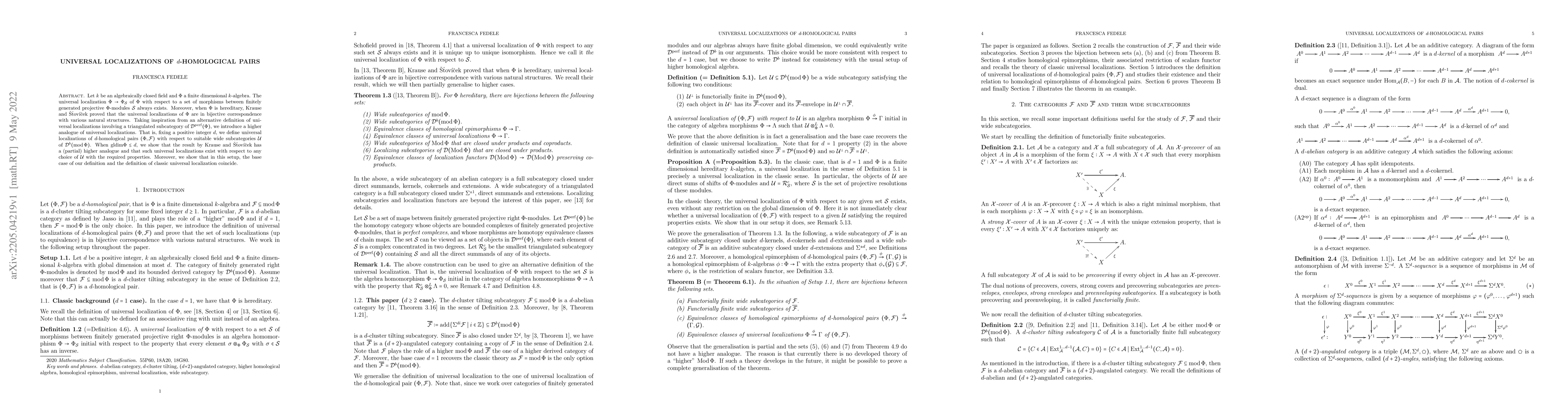 Thumbnail for Universal localizations of $d$-homological pairs