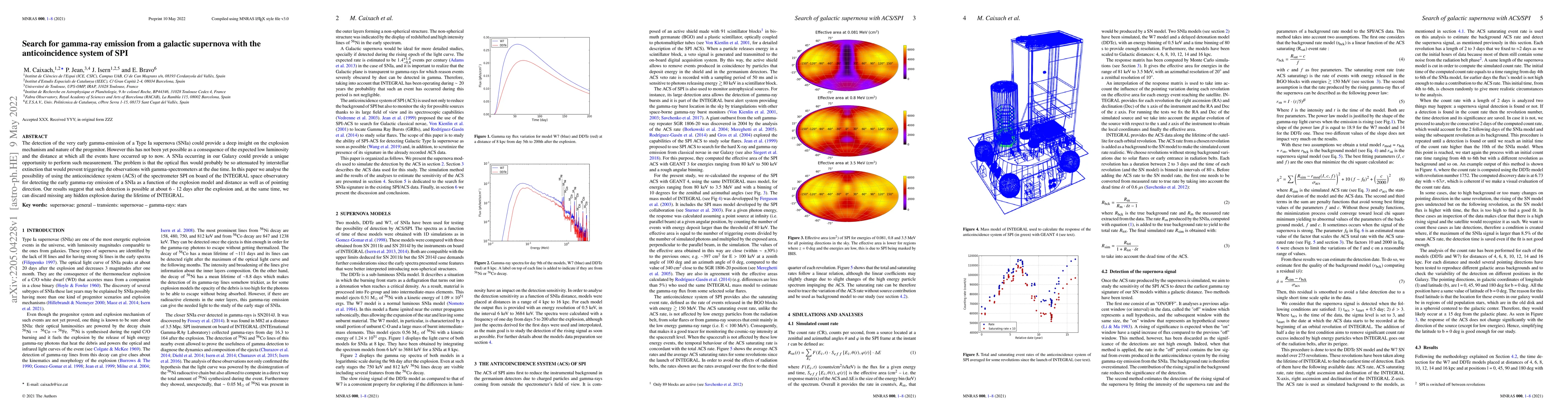 Thumbnail for Search for gamma-ray emission from a galactic supernova with the
  anticoincidence system of SPI