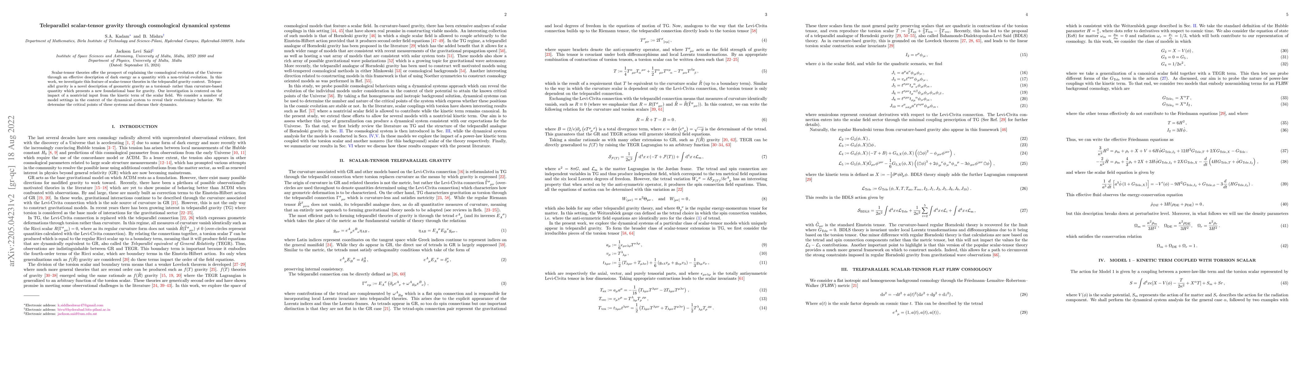 Thumbnail for Teleparallel scalar-tensor gravity through cosmological dynamical
  systems