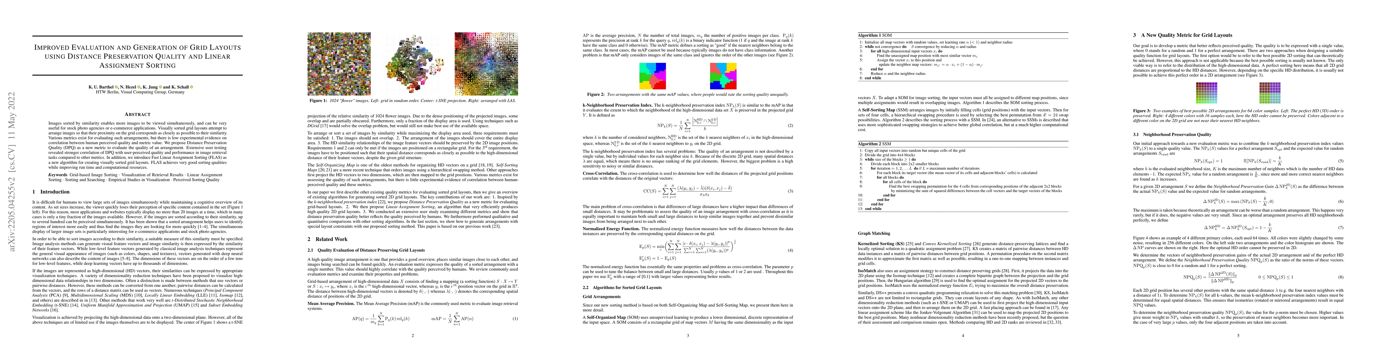 Thumbnail for Improved Evaluation and Generation of Grid Layouts using Distance
  Preservation Quality and Linear Assignment Sorting