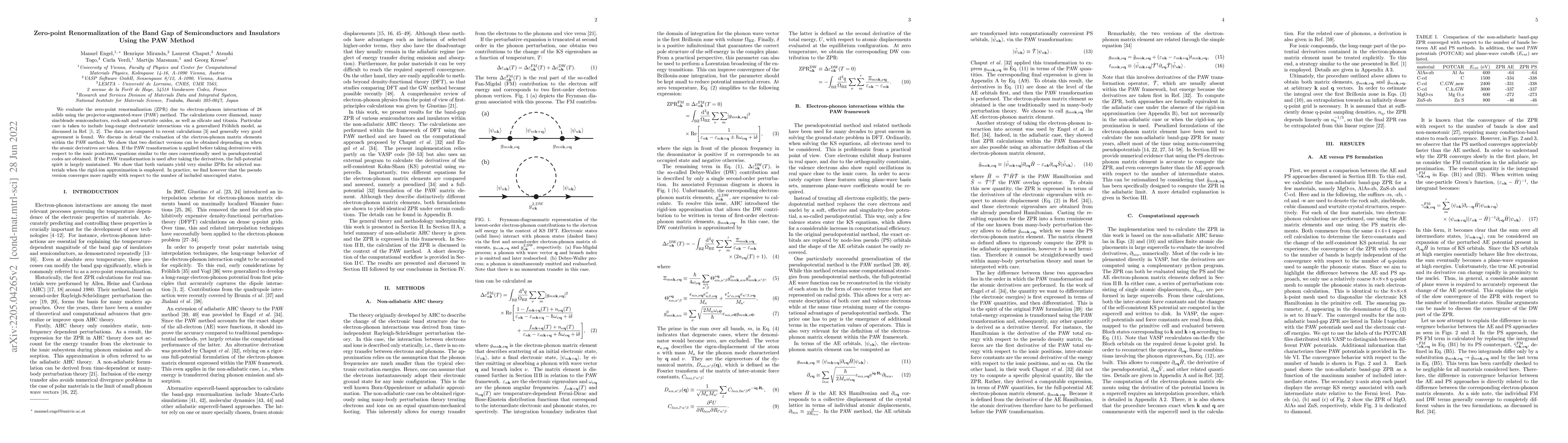 Thumbnail for Zero-point Renormalization of the Band Gap of Semiconductors and
  Insulators Using the PAW Method