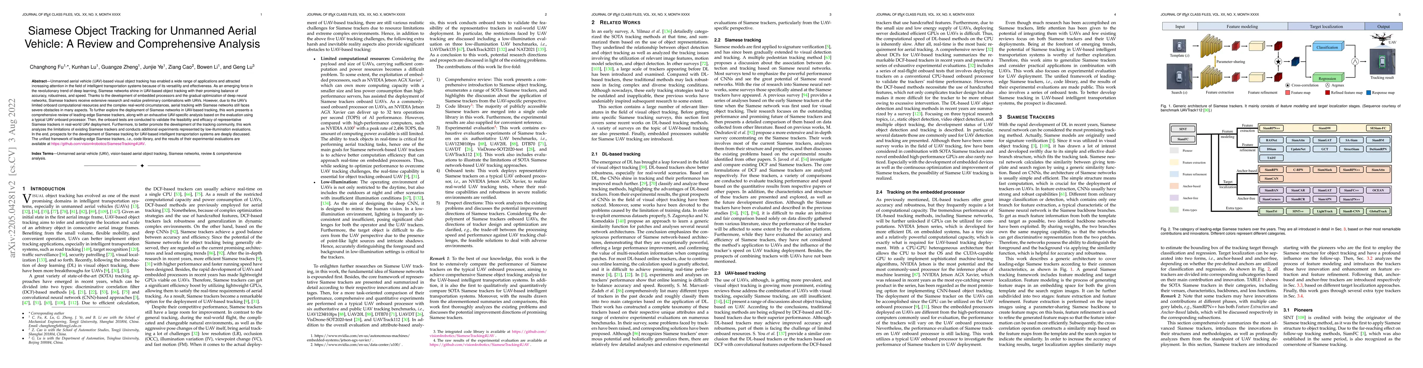 Thumbnail for Siamese Object Tracking for Unmanned Aerial Vehicle: A Review and
  Comprehensive Analysis