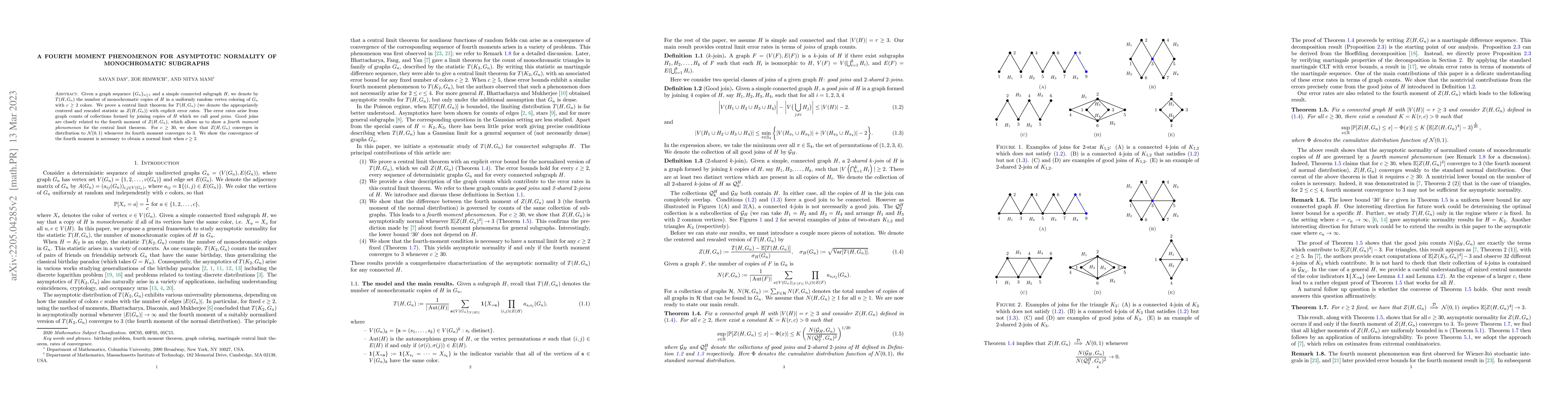 Thumbnail for A fourth moment phenomenon for asymptotic normality of monochromatic
  subgraphs