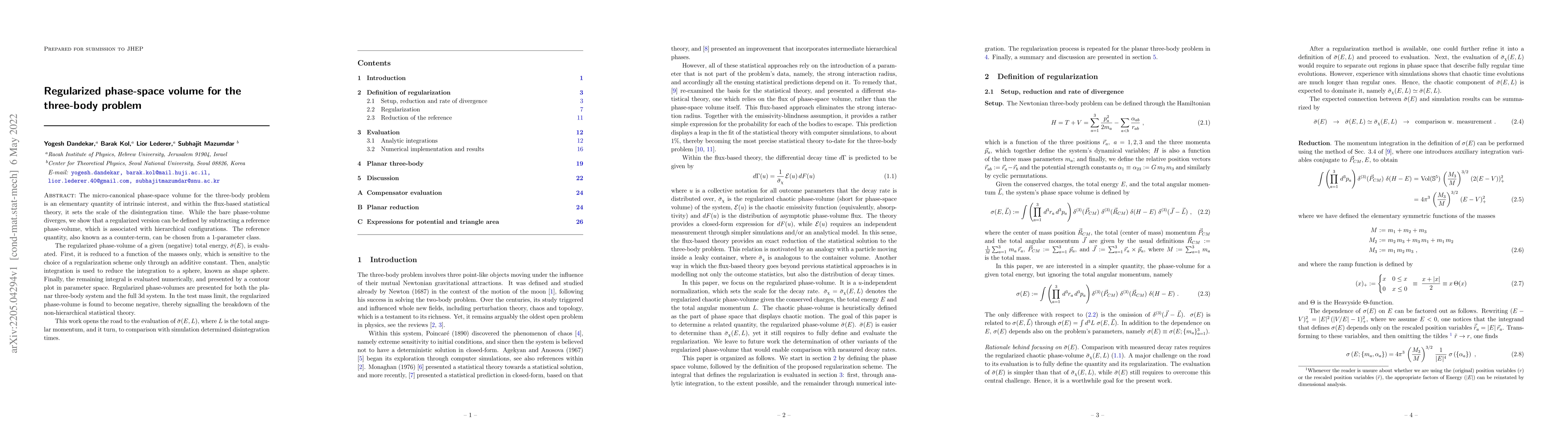 Thumbnail for Regularized phase-space volume for the three-body problem