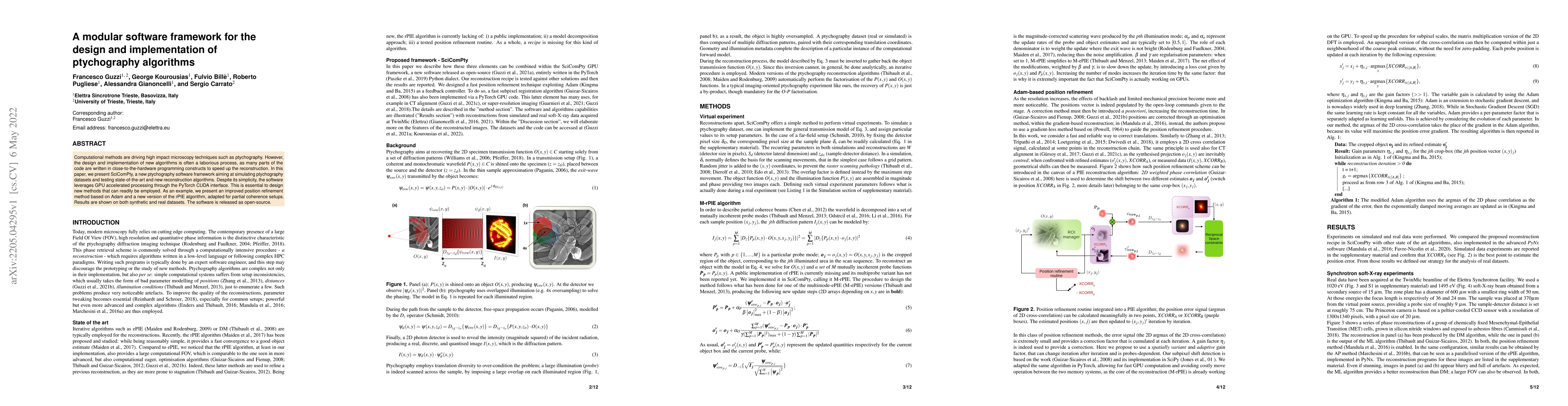 Thumbnail for A modular software framework for the design and implementation of
  ptychography algorithms