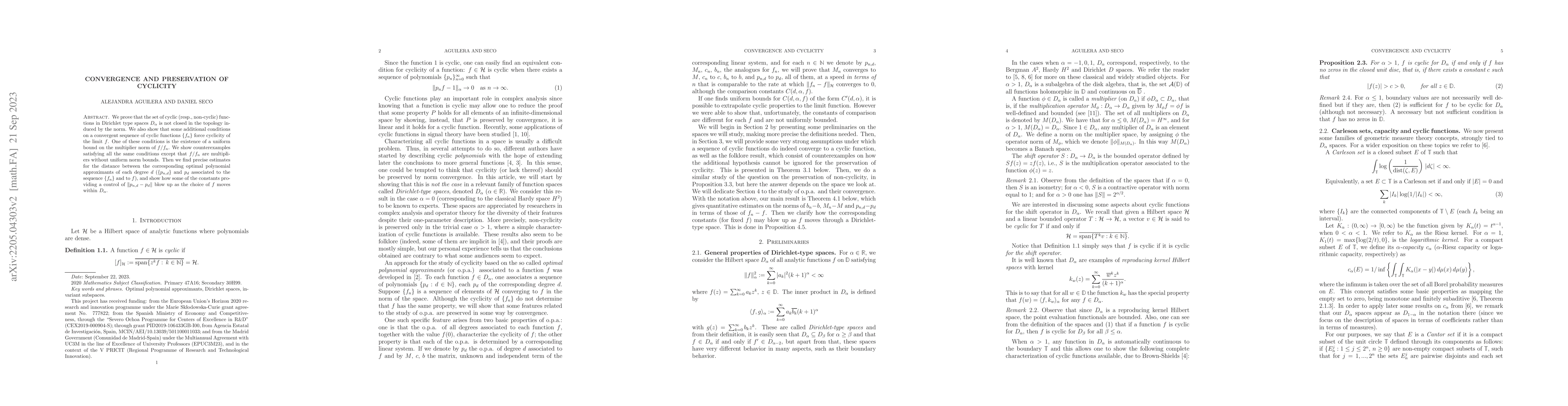 Thumbnail for Convergence and preservation of cyclicity
