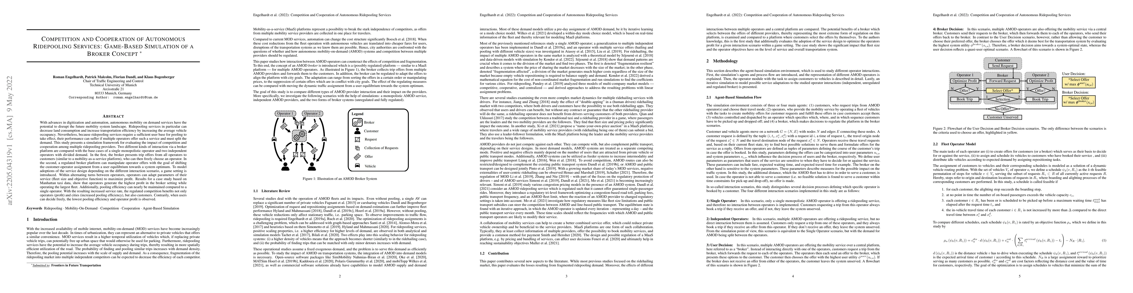 Thumbnail for Competition and Cooperation of Autonomous Ridepooling Services:
  Game-Based Simulation of a Broker Concept