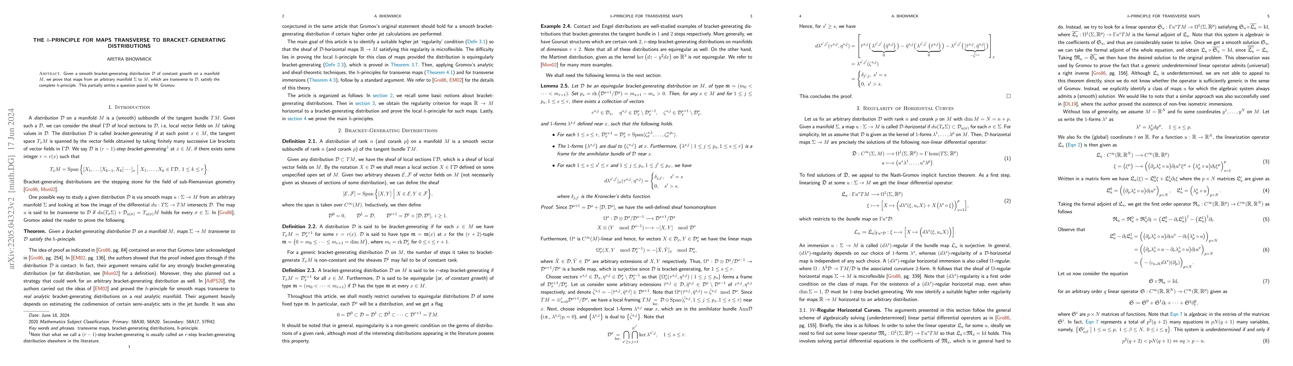 Thumbnail for The $h$-Principle for Maps Transverse to Bracket-Generating
  Distributions