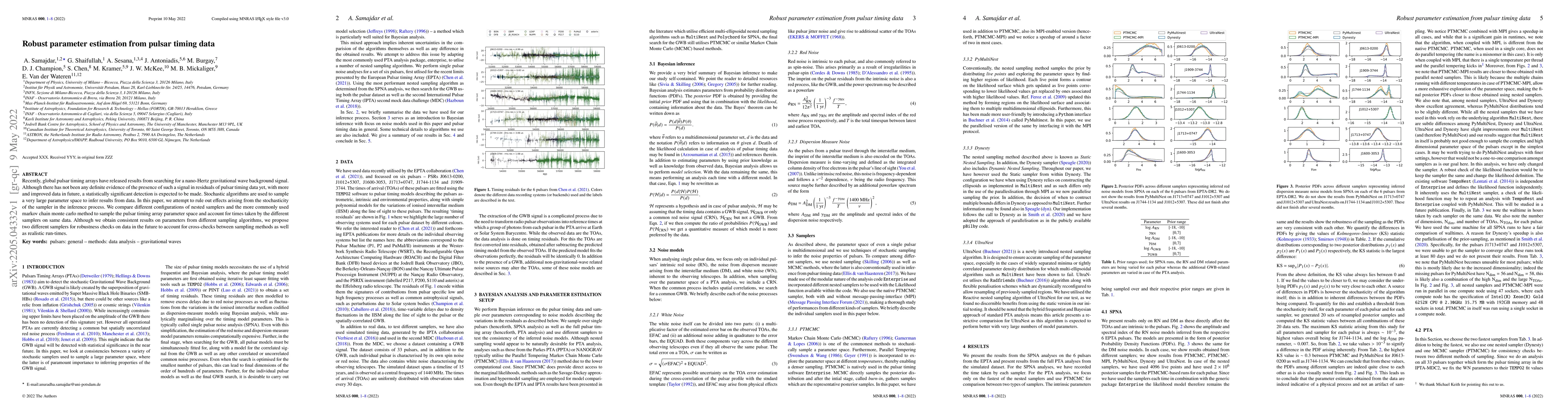 Thumbnail for Robust parameter estimation from pulsar timing data