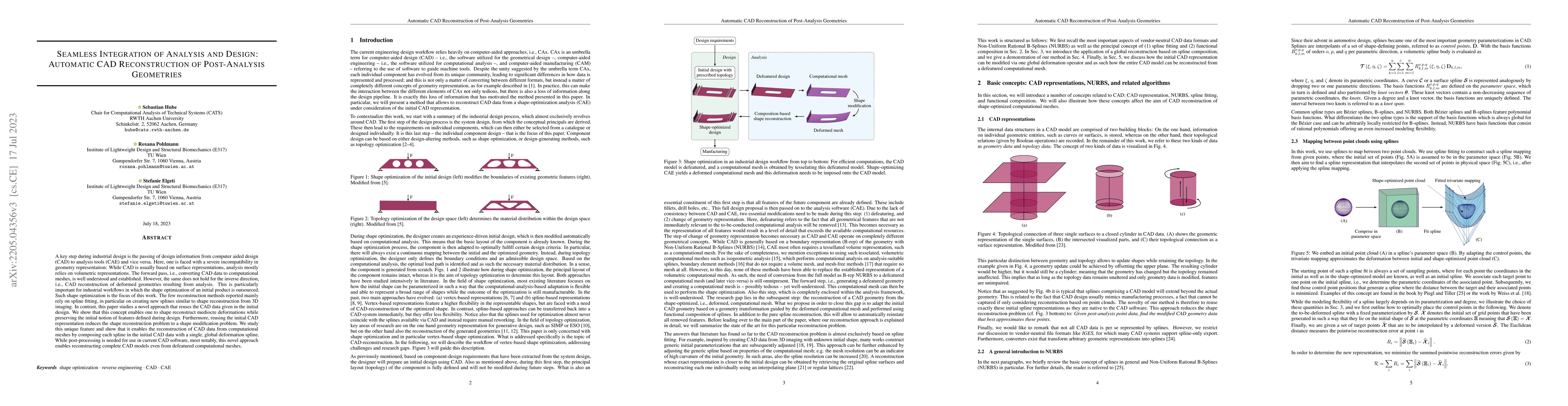 Thumbnail for Seamless Integration of Analysis and Design: Automatic CAD
  Reconstruction of Post-Analysis Geometries
