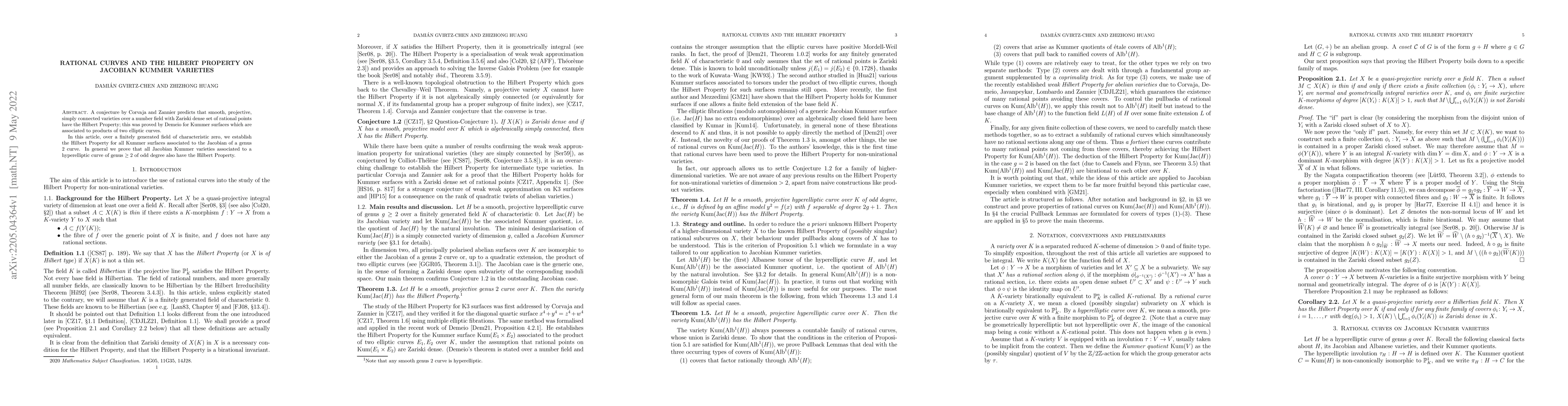 Thumbnail for Rational curves and the Hilbert Property on Jacobian Kummer varieties