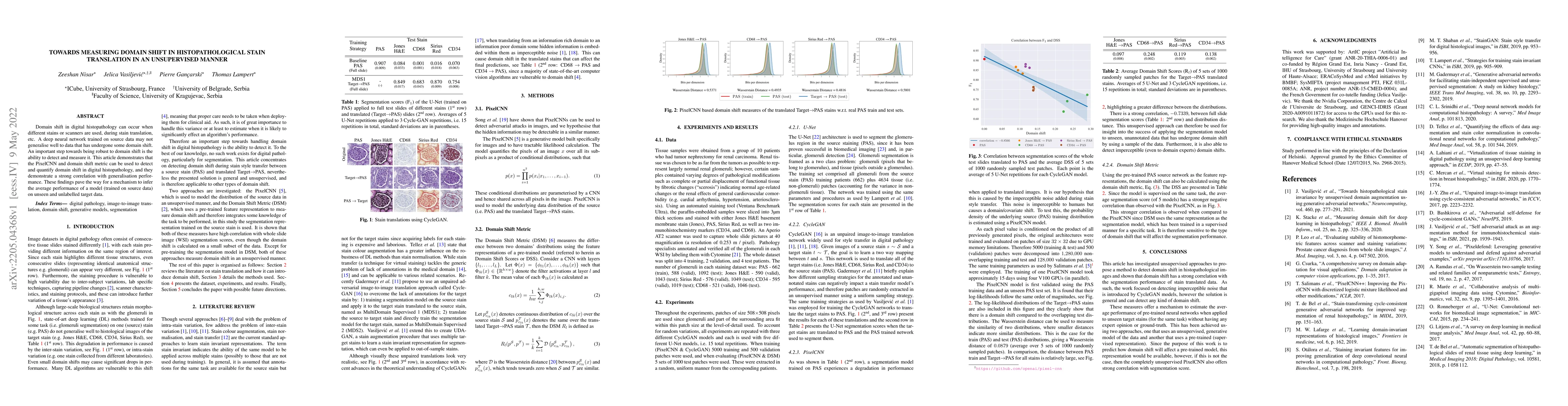 Thumbnail for Towards Measuring Domain Shift in Histopathological Stain Translation in
  an Unsupervised Manner