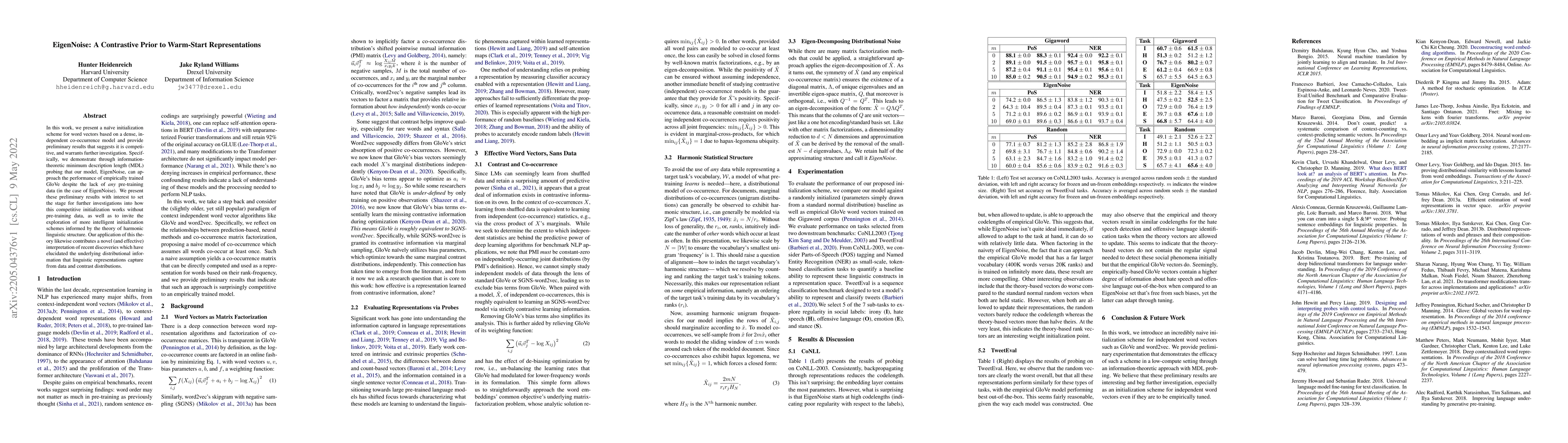 Thumbnail for EigenNoise: A Contrastive Prior to Warm-Start Representations