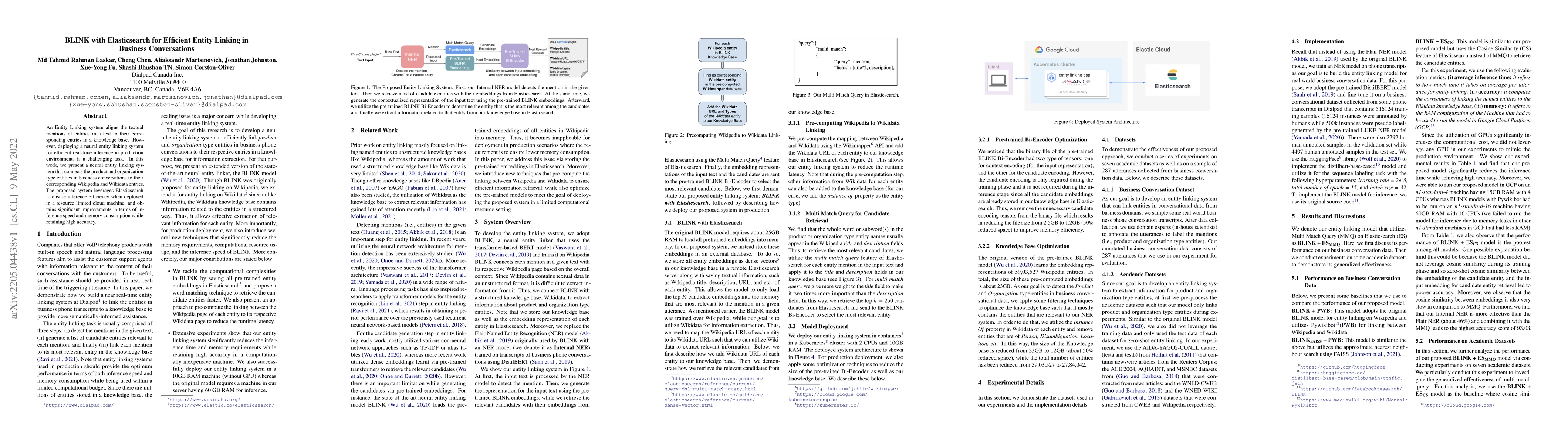 Thumbnail for BLINK with Elasticsearch for Efficient Entity Linking in Business
  Conversations