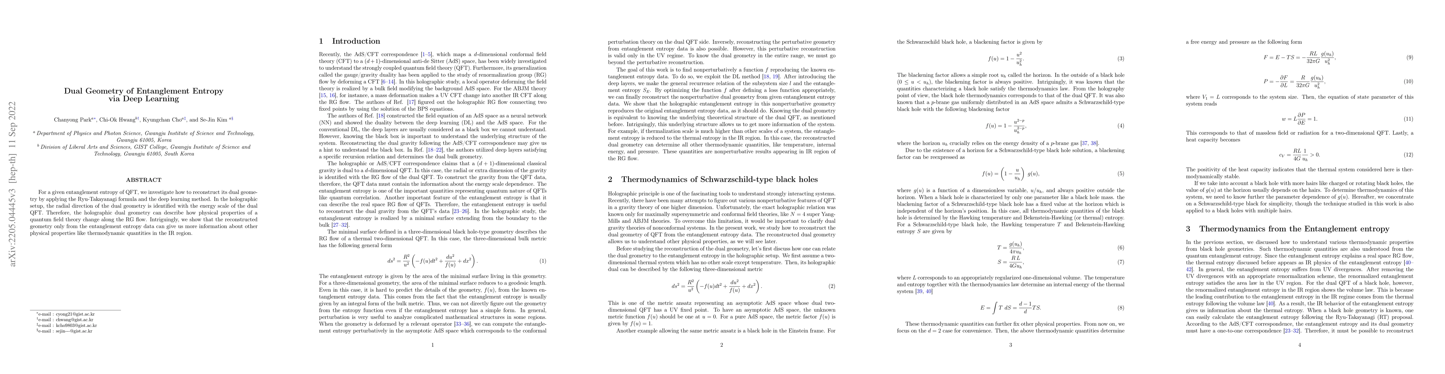 Thumbnail for Dual Geometry of Entanglement Entropy via Deep Learning